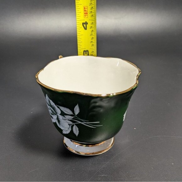 Aynsley Green White Bone China Floral Teacup Gold Trim Vintage - Picture 4 of 13